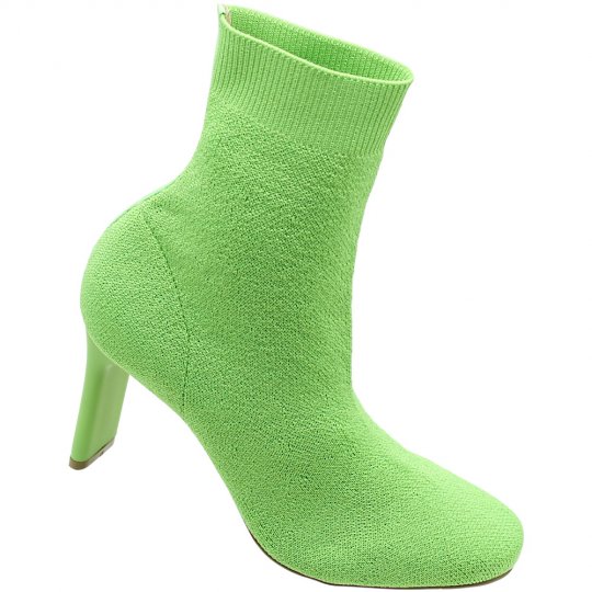 Bota Meia Villarosa Slip On Knit Cano Mdio Feminina Verde Claro