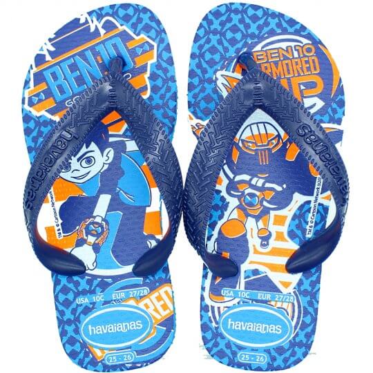 Chinelo Infantil Havaianas Ben 10 Masculino  Azul/Laranja