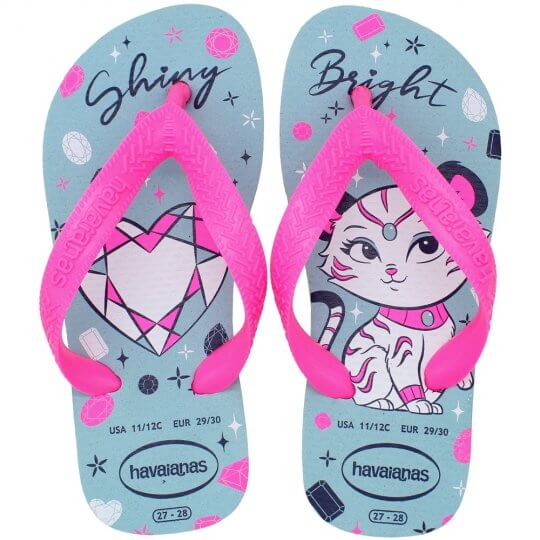 Chinelo Infantil Havaianas Kids Top Pets Feminino  Rosa/Azul 