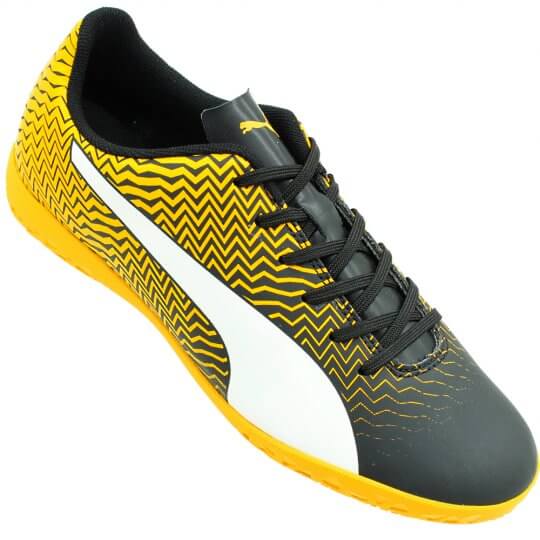 Chuteira Puma Rapido II Indoor Masculina  Preta/Amarela 