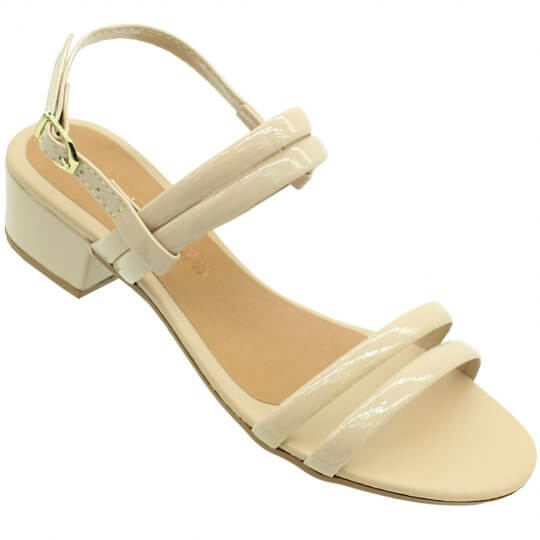 Sandlia Cayman Estilo Salto Grosso Feminina Nude