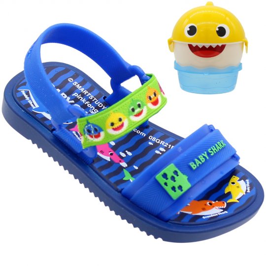 Sandália Infantil Baby Shark Masculina Com Kit Para Lanchinho