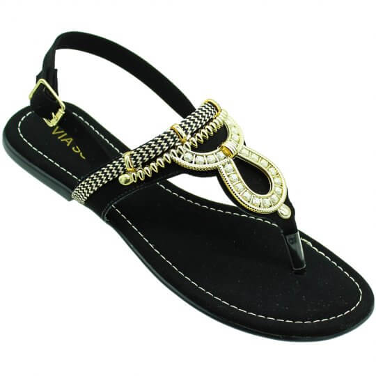 Sandália Via Scarpa Apliques Nobuck Feminina