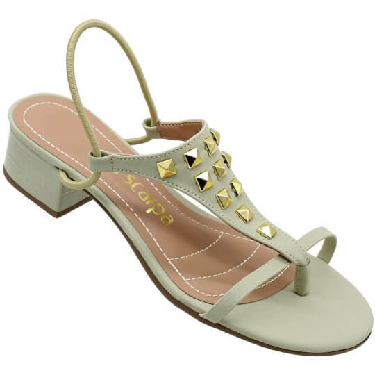 Sandlia Via Scarpa Napa Like Apliques Feminina Verde