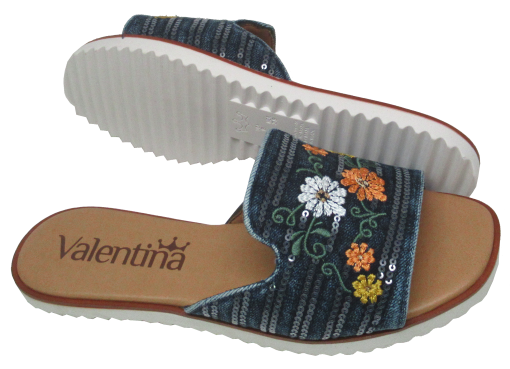 Chinelo Slide Feminino Valentina 281009 Bordado Floral | Dtalhe