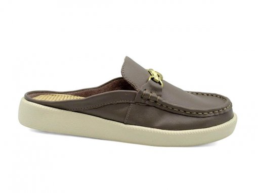 Sapato Mule Feminino de Couro Mocassim Rio de Luz 316 Dtalhe