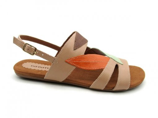 Sandália Feminina Rasteirinha de Couro Infinitus 28468 Dtalhe