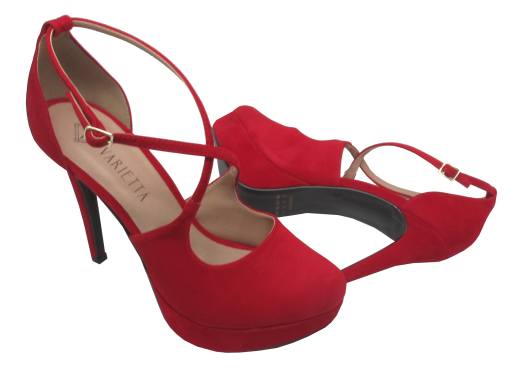 sapato vermelho meia pata