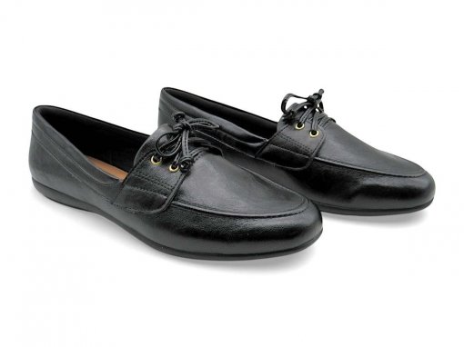 y414185　レディース　BLK M Mocassim Feminino em Couro com Gato Confortável | ZPZ