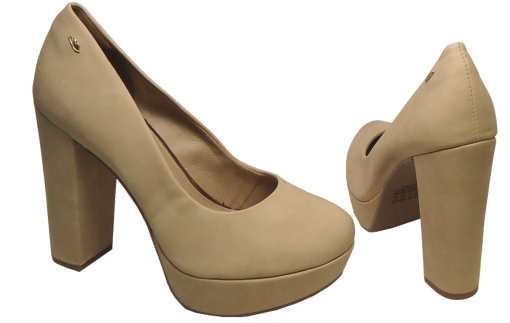 scarpin meia pata nude
