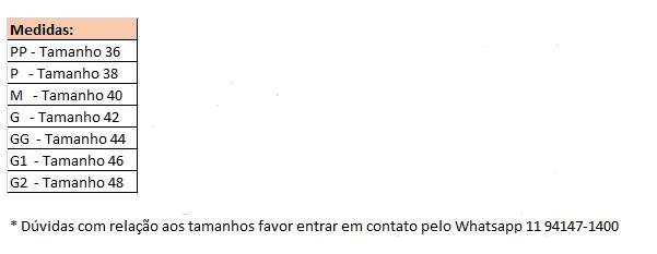 Tabela de Medidas