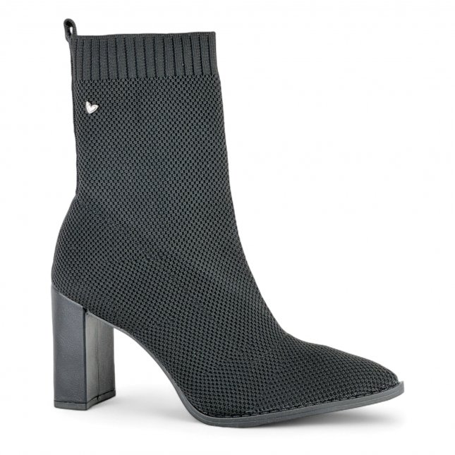 Bota Curta Salto Alto Tecido Knit Mississipi Feminina