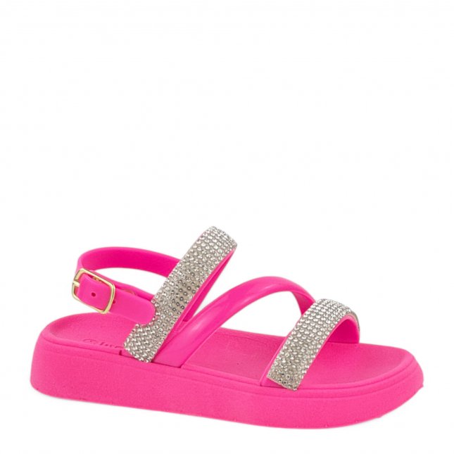 Sandália Papete Tiras Brilhantes Luelua Infantil Menina