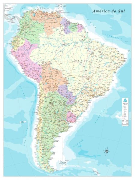 MAPA AMERICA SUL POLITICO 90X1 20CM - 9381295 1
