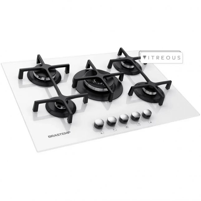 Cooktop a Gás Brastemp Vitreous 5 Queimadores Branco 220V GDK73ABBNA