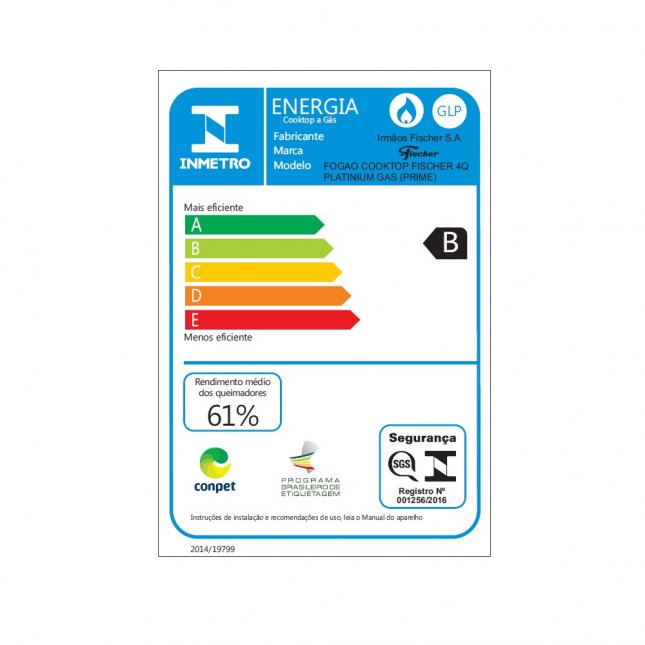 Cooktop Fischer 4Q Platinium Prime Escovado Bivolt 2087451521