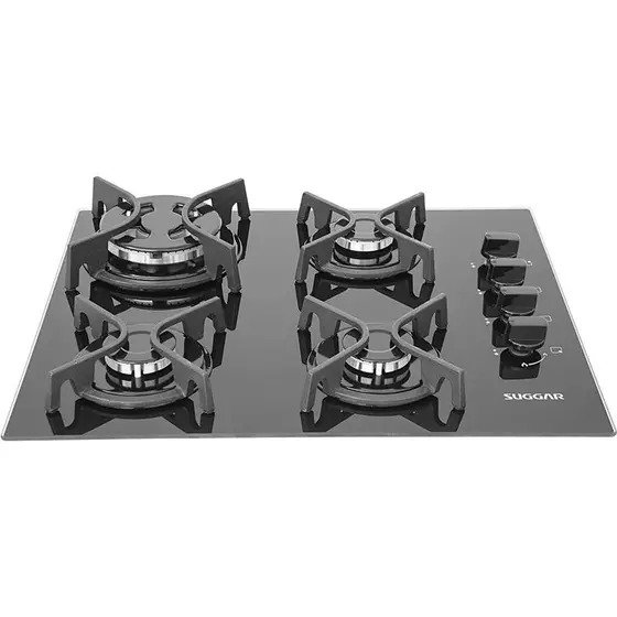 Cooktop Suggar 4 Bocas Trich Ferro Fundido Vidro Preto Bivolt FG4404FVP