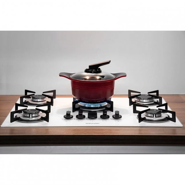 Cooktop Suggar 5 Bocas Trich Ferro Fundido Vidro Branco Bivolt FG5305FBR