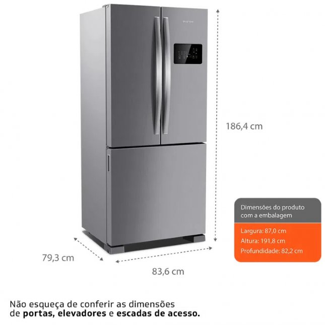 Geladeira Brastemp BRO85AK Frost Free French Door A+++ 554 litros Inox