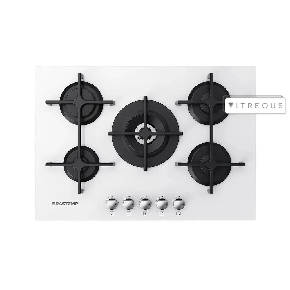 Cooktop a Gás Brastemp Vitreous 5 Queimadores Branco 220V GDK73ABBNA