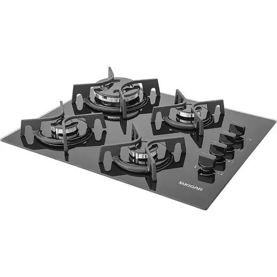 Cooktop Suggar 4 Bocas Trich Ferro Fundido Vidro Preto Bivolt FG4404FVP