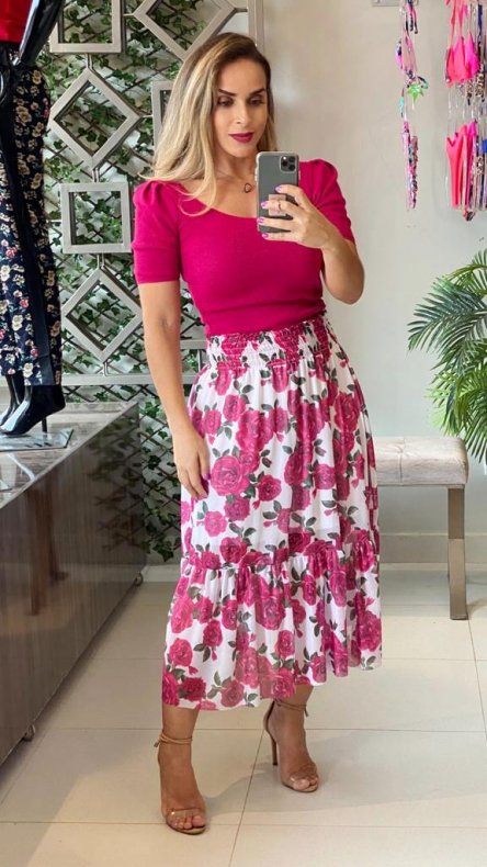 saia estampada floral