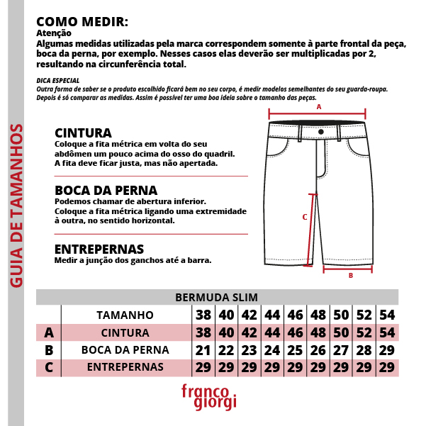 Tabela de Medidas