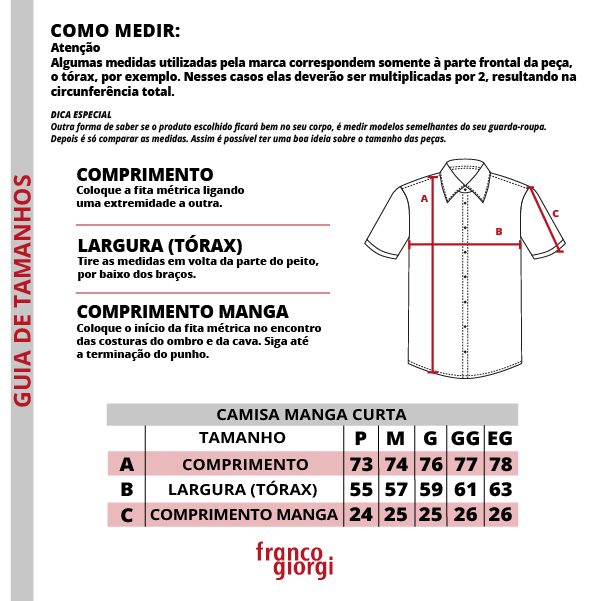 Tabela de Medidas