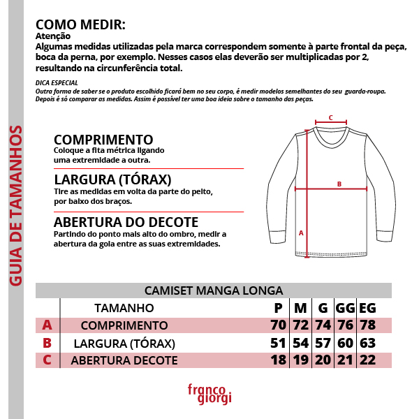 Tabela de Medidas