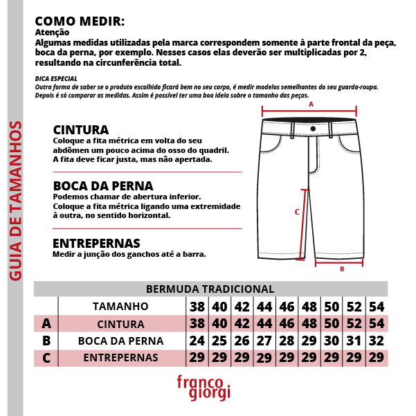 Tabela de Medidas