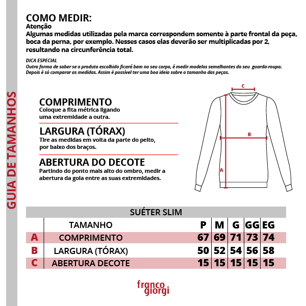 Tabela de Medidas