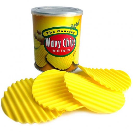Porta-Copos Batatinhas Wavy Chips em Silicone - Set com 4