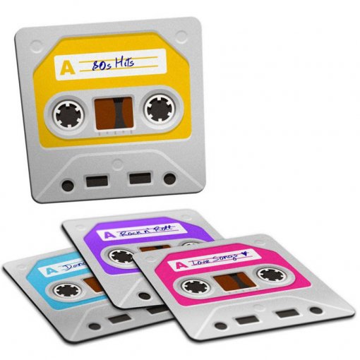 Porta-Copos Fitas Cassete - Set com 4