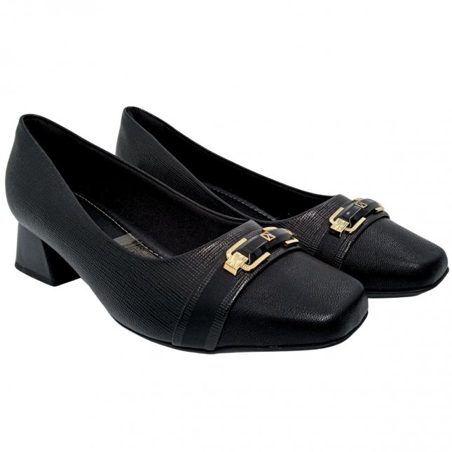 Sapato Salto Bloco Baixo Bico Quadrado Piccadilly 160077
