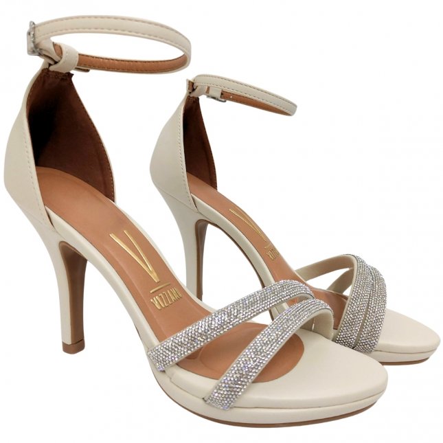 Sandália Social Salto Fino Com Strass Vizzano