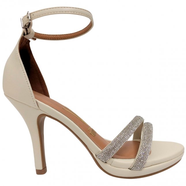 Sandália Social Salto Fino Com Strass Vizzano