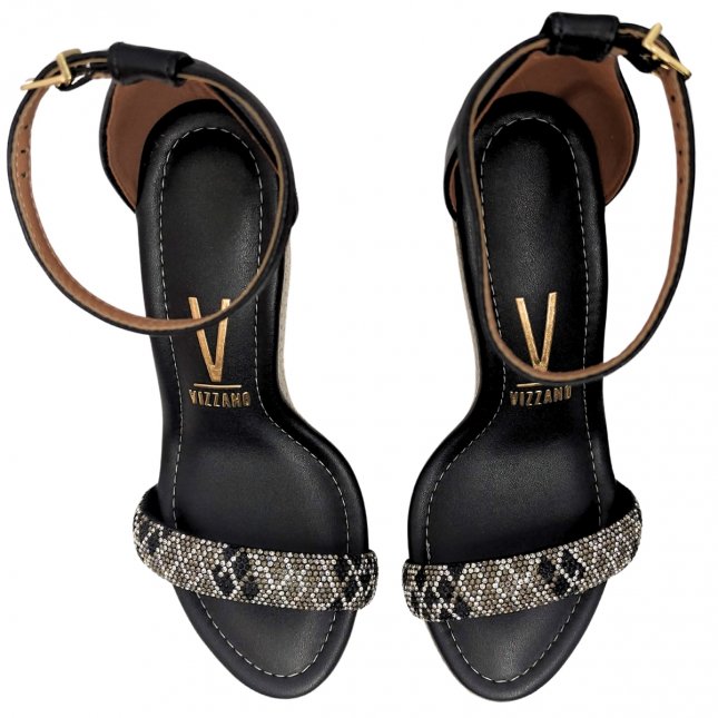 Sandália Anabela Alta com Brilho Vizzano