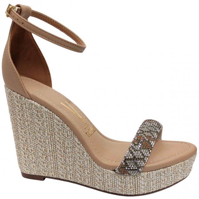 Sandália Plataforma Sandalia Anabela Vizzano Bege Anabela Vizzano
