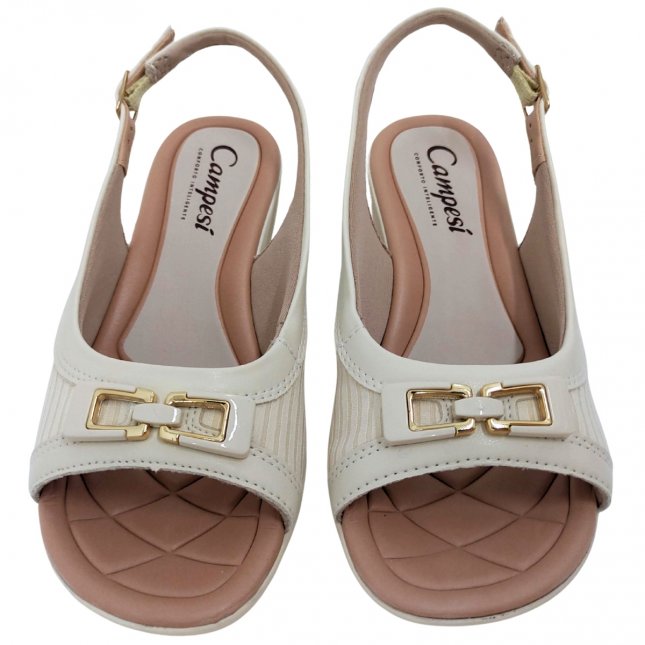 Sandalia Comfortflex Anabela Baixa Aberta Sandália Anabela Baixa