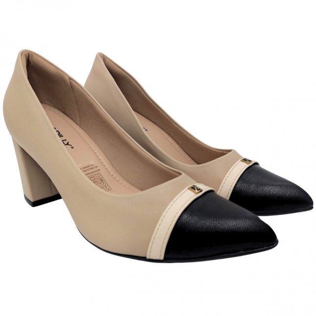 Sapato Conforto Bico Fino Com Salto Bloco Piccadilly 745216