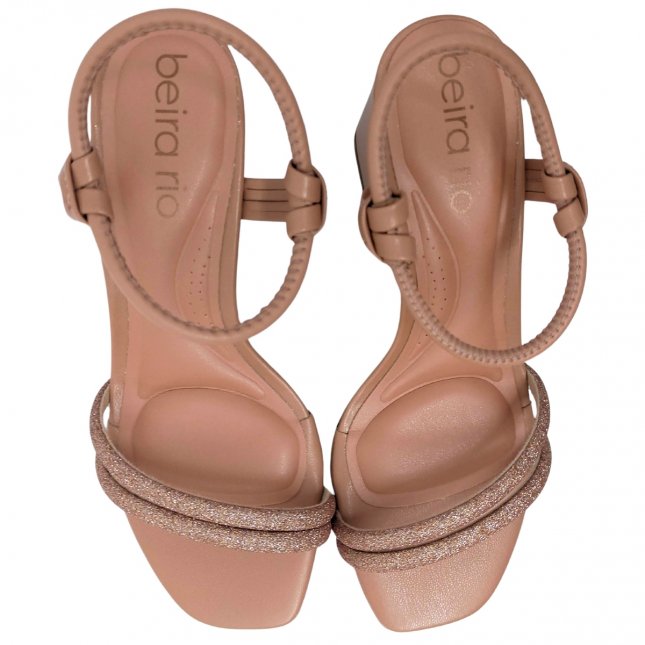 Sandália Salto Bloco Fecho Em Elástico Beira Rio Gold