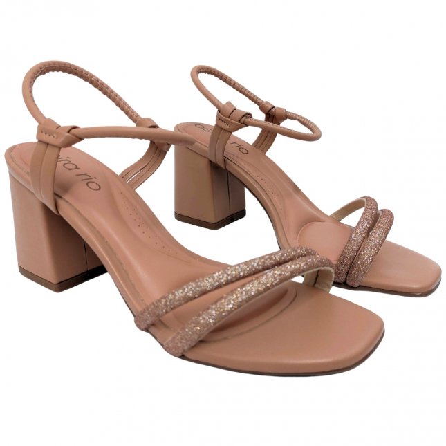 Sandália Salto Bloco Fecho Em Elástico Beira Rio Gold