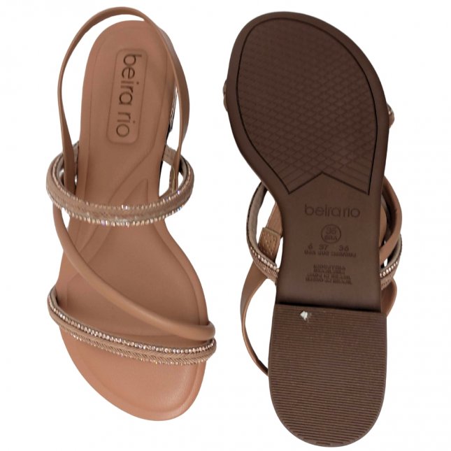 Sandália Rasteira Com Brilho Beira Rio