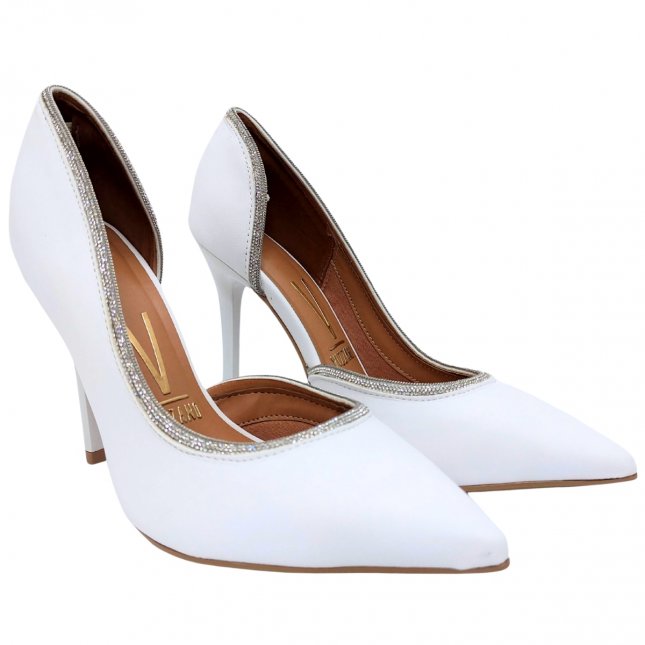 Scarpin Vizzano Branco Salto Sapato Vizzano Branco Salto Grosso