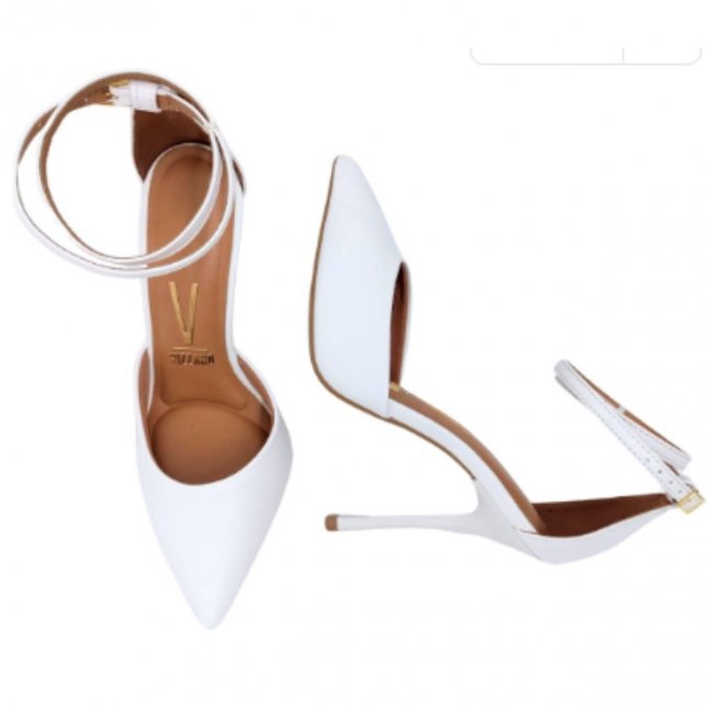 Scarpin Salto Alto Sapato Branco Salto Fino Scarpin Salto Meia