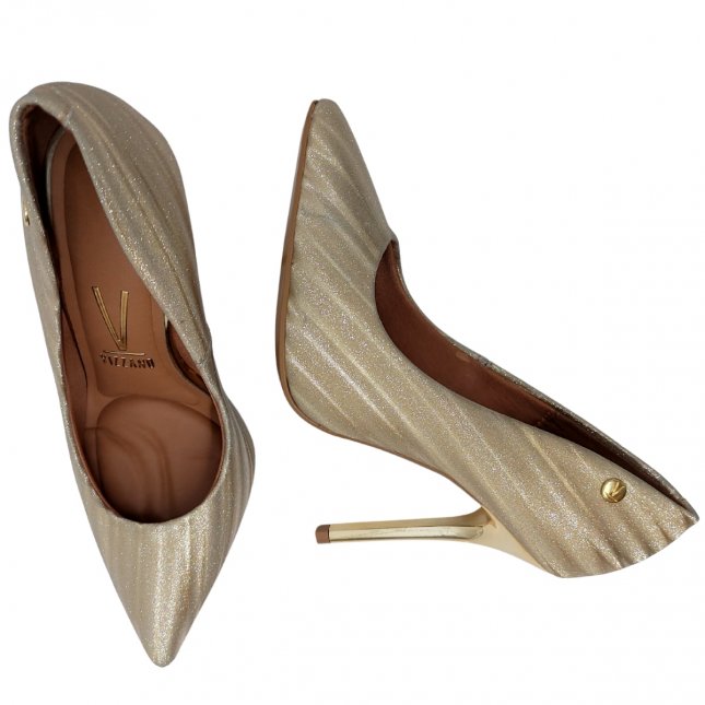 Scarpin Salto Sapatos Dourados Salto Alto Sapato Scarpin Salto