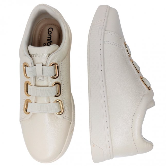 Tênis Feminino Casual Em Couro Comfort Flex 24-65308