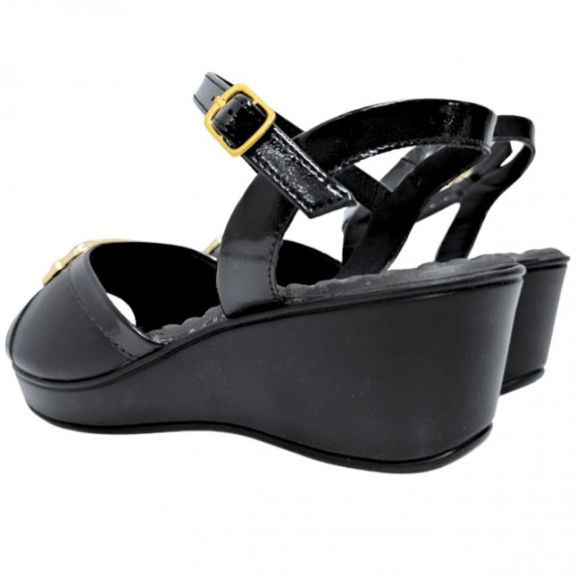 y414185　レディース　BLK M Sandália Feminina Conforto Anabela Piccadilly 540419