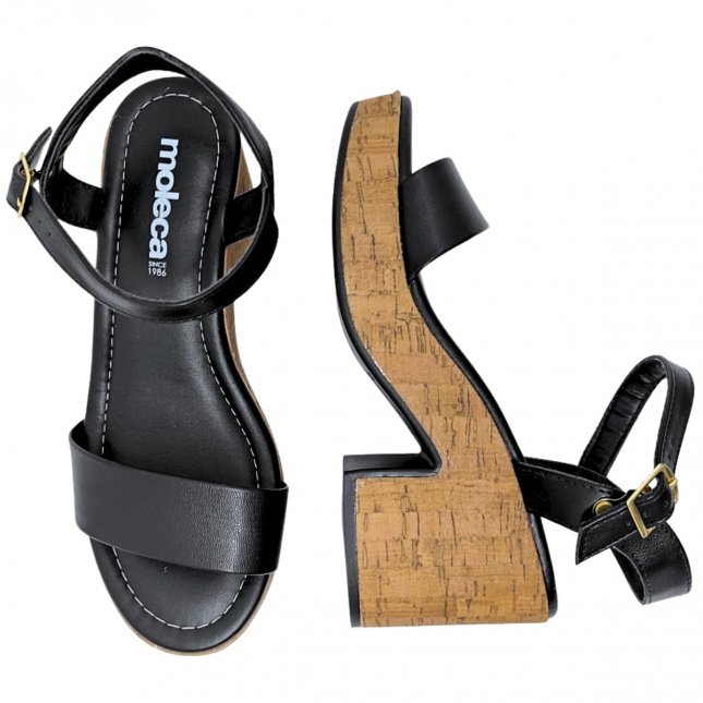 Sandália De Salto Bloco Plataforma Moleca