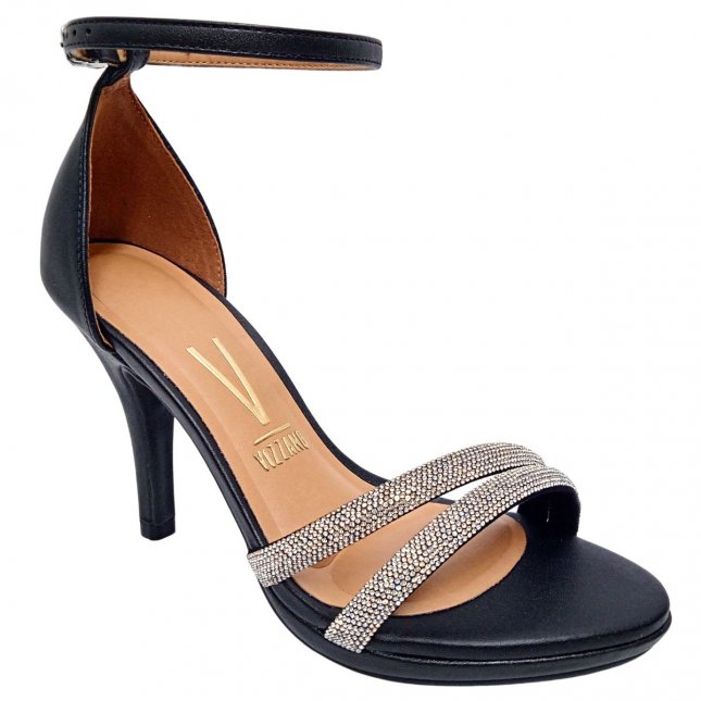 Sandália Social Salto Fino Com Strass Vizzano